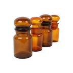 Set Van 4 Oude Apotheker Medische Flessen Potten Bruin Amber Glas thumbnail 4