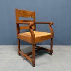 Set Van Twee Hollandse Eikenhouten Armstoelen Met Biezen Zitting thumbnail 11