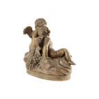 Groot Antiek Beeld Sculptuur Terracotta Cherubijnen Putti Terre Cuite Frankrijk 1900 thumbnail 9