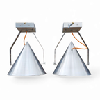 A Pair Of Modern / Aluminum / Large / Conical / Industrial Style Lamps / Designed For Ceiling Or thumbnail 17