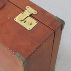 Vintage Luxe Leren Reiskoffer Handgemaakt Italy thumbnail 9