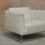 Zganieuw! Gebroken Witte Leren Natuzzi Design Fauteuil thumbnail 3