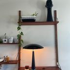 Mushroom Lamp, Zwart Met Chroom Tafellamp, Metaal En Hout . Midcentury Mushroom Tafellamp thumbnail 3