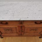 Vintage Antiek Frans Dressoir Commode Ladekast Badkamermeubel Met Marmer Blad 904 thumbnail 15