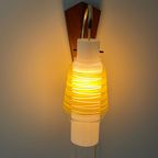 Vintage - Wall Mounted Lamp With Double Glass Shade - Teak Mounting - 1960’S thumbnail 5