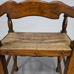 Set Of 4 Oak, Rustic, Farmhouse, Ladderback Dining Chairs With Rush Seats 1960s thumbnail 15