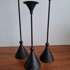 3 Hoge Vintage Kandelaars In Memphis Milano Stijl Gebruineerd Messing thumbnail 9