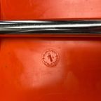 4x Vintage Oranje Stapelstoelen Oranje Kuip En Chromen Frame thumbnail 6