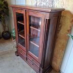 Klassieke Empire Stijl Vitrinekast, Servieskast, Mahoniehout Afm.102x36m En 131cm Hoog. thumbnail 3