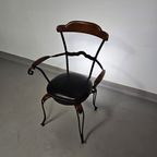 Italian Postmodern / Turnable / Wrought Iron Dining Chairs / Leather Seats thumbnail 13