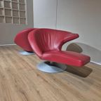 2x Leolux Parabolica Fauteuils - Rood - Leder - Design -zgan thumbnail 5