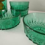 Groen Persglazen Schalen Set Van Arcoroc France Uit De Jaren '60 thumbnail 3
