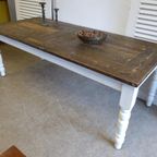 Prachtige Grote Landelijke Eettafel 220 Bij 97 Cm thumbnail 7