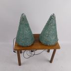 2 Glass Cones Table Lamps - Tafellamp 1970S Italy 25 X 40Cm thumbnail 6