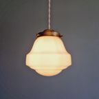 Art Deco Hanglamp In Witte Opaline, Jaren 1920-30 thumbnail 3