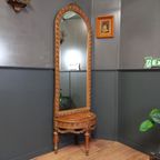 Console Tafel Met Marmeren Blad En Hoge Halspiegel thumbnail 2