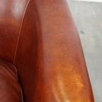 Set Van 2 Cognac-kleurige Rundleren Clubfauteuils En Hocker In Engelse Stijl thumbnail 4