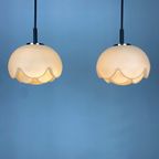 Pair Of Two Frosted Glass Artichoke Pendant Lights By Peill And Putzler 1970 thumbnail 8