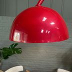 Rode Arc Lamp Met Ovalen Tulip Voet - Italië Jaren 70 thumbnail 6