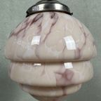 Art Deco Rosé Gemarmerde Opaline Hanglamp thumbnail 4