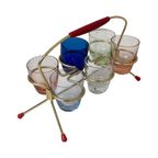 Ca. 1950’S - Germany - Set Of Shot (Schnapps) Glasses And Holder - Multi Colored thumbnail 6