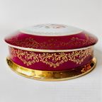 Vintage Xl Limoges Bonbonnière Bloemen Robijnrood Bladgoud 1970’s thumbnail 8