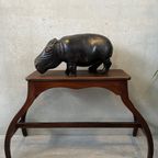 Xl Sculptuur Nijlpaard In Tropisch Hardhout thumbnail 2