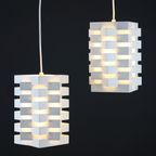 Prachtig Paar Witte Deense Top Design Lampen - Model Oktav By Nordisk Solar - Niels Esmann En Han thumbnail 5