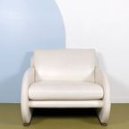 Wit Leren Postmoderne Fauteuil Van Jan Armgardt Voor Leolux thumbnail 4