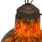 Art Deco - Hanging Pedant Light - Ceiling Fixture - Oval Shaped - Suspended By Chain, thumbnail 4