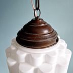 Art Deco-Hanglamp, Type Skyscraper, Wit Opaline thumbnail 6