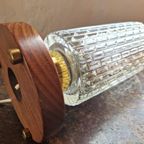 Mid-century Bedlamp Van Teak, Messing En Glas thumbnail 6