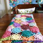 Vintage Kleurrijke Cotton Candy Crochet Sprei Jaren '70 thumbnail 7