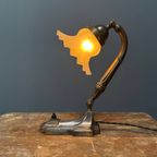 Antieke Art Nouveau Tafellamp Met Matglazen Kapje thumbnail 4