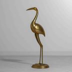 Mid-Century Messing Kraanvogel Sculptuur Vintage, 1970S thumbnail 4