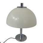 Egon Hillebrand - Table Lamp - Space Age - Mushroom Lamp - White Acrylic Shade And Chromed Base thumbnail 2