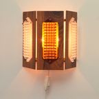 Scandinavische Teak En Glazen Wandlamp "Facette" Van A-Belysning, Zweden Jaren 60 thumbnail 5