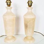 Hollywood Regency Alabaster Lampen Marmer Roze thumbnail 4