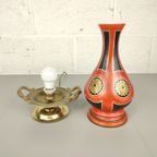 Antieke Tafellamp In Brons & Opaline thumbnail 3
