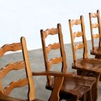 Brutalist Eetkamerstoelen | Vintage Stoelen | Jaren 50 | Eiken thumbnail 3