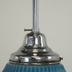 Vintage Voornamelijk Blauwe Art Deco Design Hanglamp Met Mooi Geschilderd Glas thumbnail 6