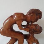 * Vintage Beeld 2 Kussende Mannen Of Man En Vrouw ? Midcentury thumbnail 8
