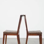 Unieke En Karaktervolle Set Van 6 Originele Antieke Hollandse Leren Eetkamerstoelen thumbnail 12
