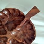 Vintage '70 Teak Schaal Eikenblad, Handgemaakt thumbnail 3