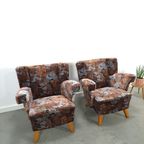 Set Bloemen Fauteuils Met Houten Poten thumbnail 5