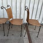 4 Wrought Iron Wicker Seat Dining Chairs From 1980 thumbnail 13