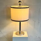 Elegant Table Lamp In Chrome And Silk, Germany 1960 thumbnail 3