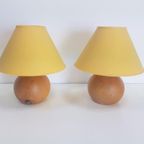 Set 2 Vintage Tafellamp Beuken Hout Bol Lamp Deens '70 thumbnail 9