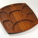 Vintage Teak Houten Vakjesschaal Vakjesbord thumbnail 6