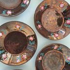 Set Van 6 Vintage Koper Kleurige Petit Four Gebaks Bordjes thumbnail 10